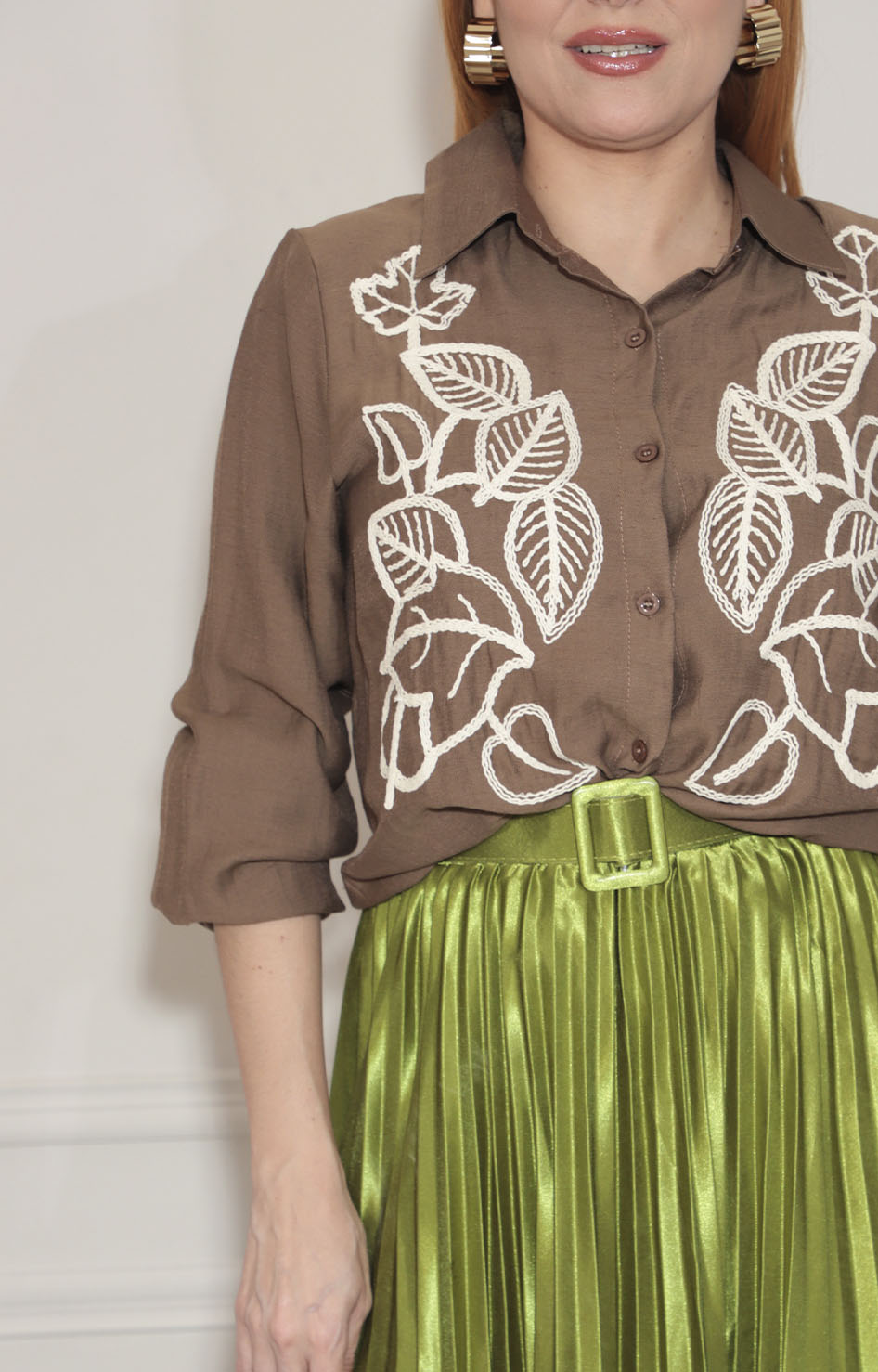 Camisera café bordada - BLUSA Boutiquemirel 