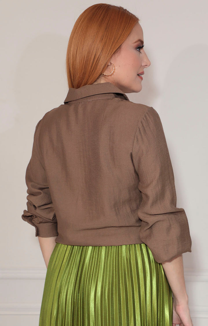 Camisera café bordada - BLUSA Boutiquemirel 