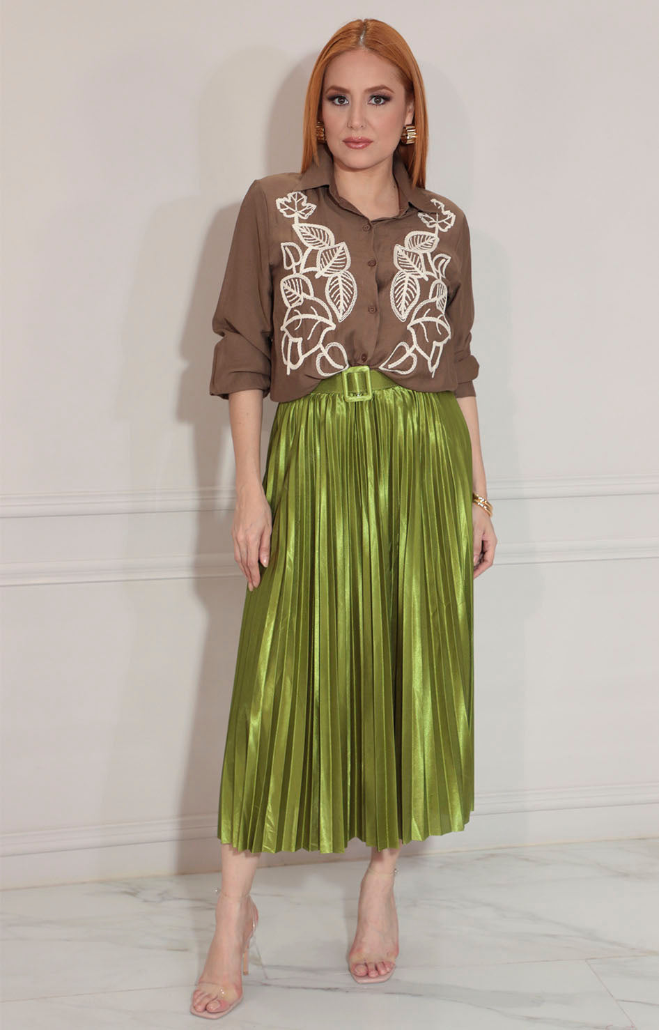 Camisera café bordada - BLUSA Boutiquemirel 