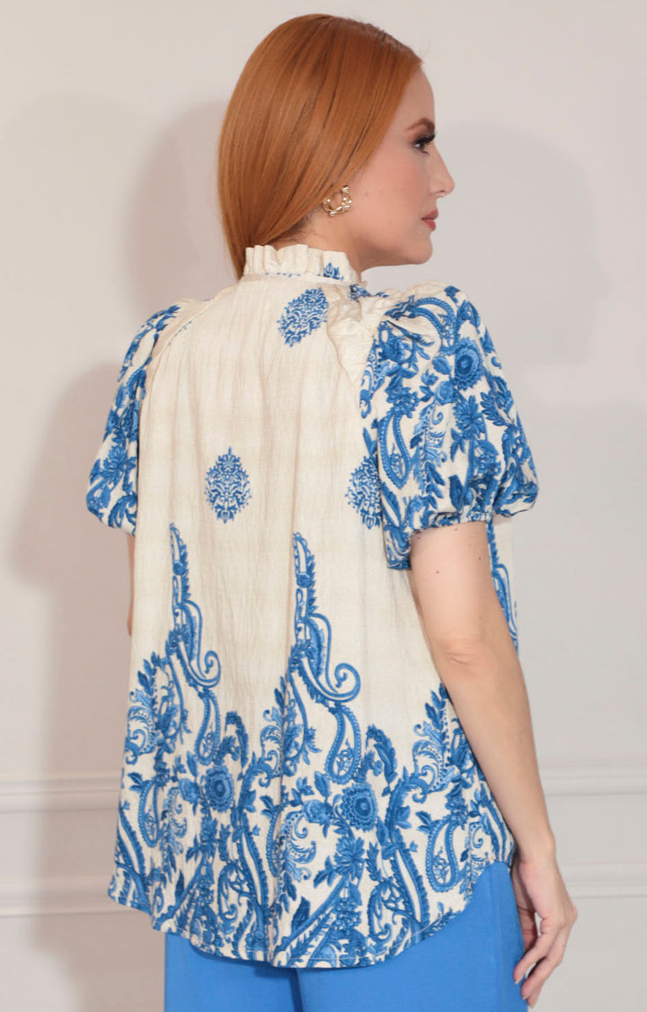 Blusa beige estampada - BLUSA Boutiquemirel 