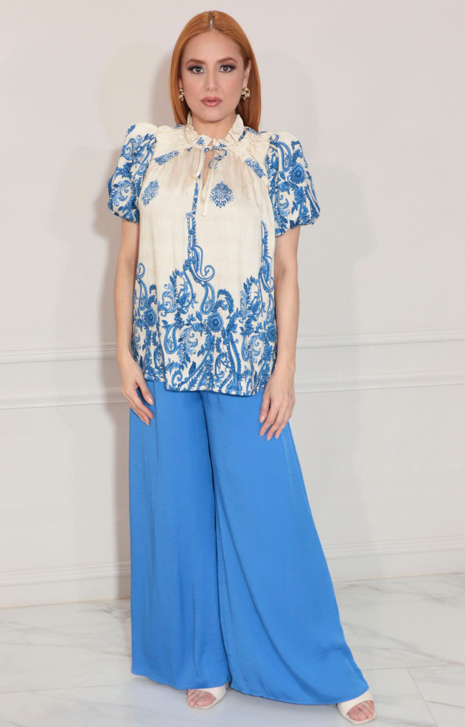 Blusa beige estampada - BLUSA Boutiquemirel 