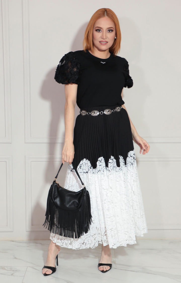 Falda plisada con encaje - FALDA Boutiquemirel 