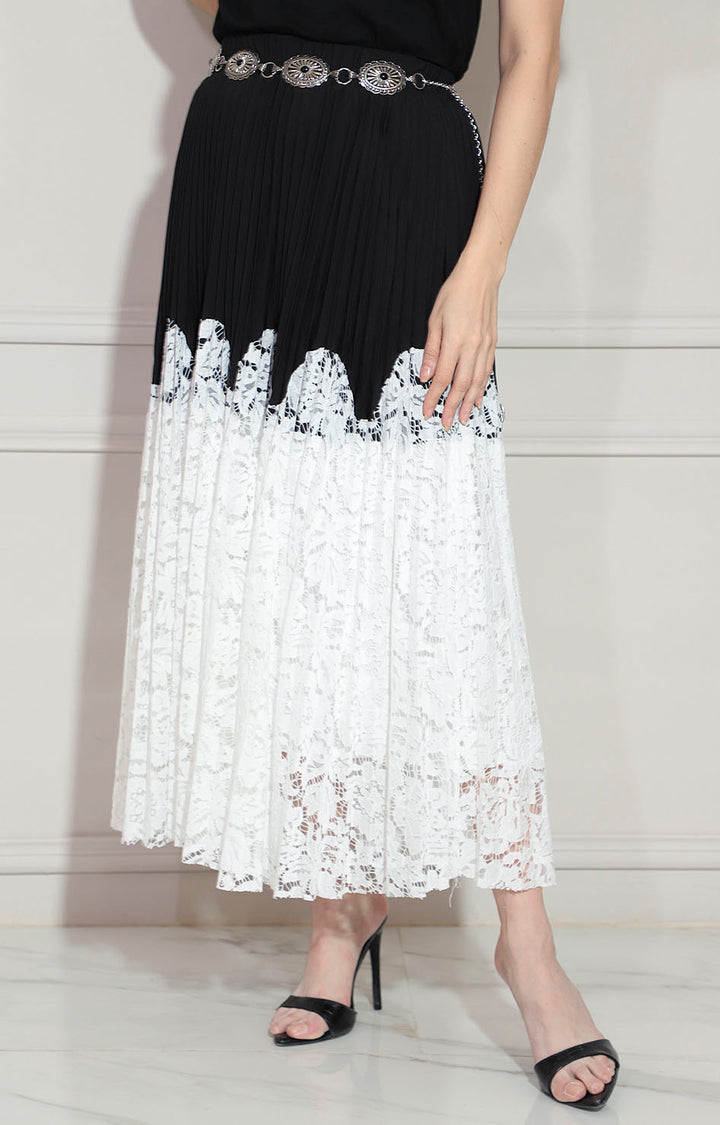 Falda plisada con encaje - FALDA Boutiquemirel 