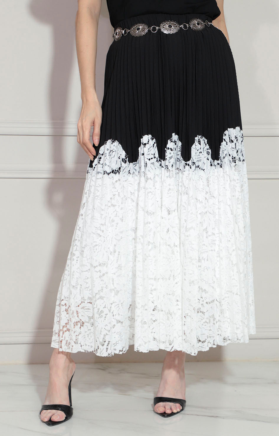 Falda plisada con encaje - FALDA Boutiquemirel 