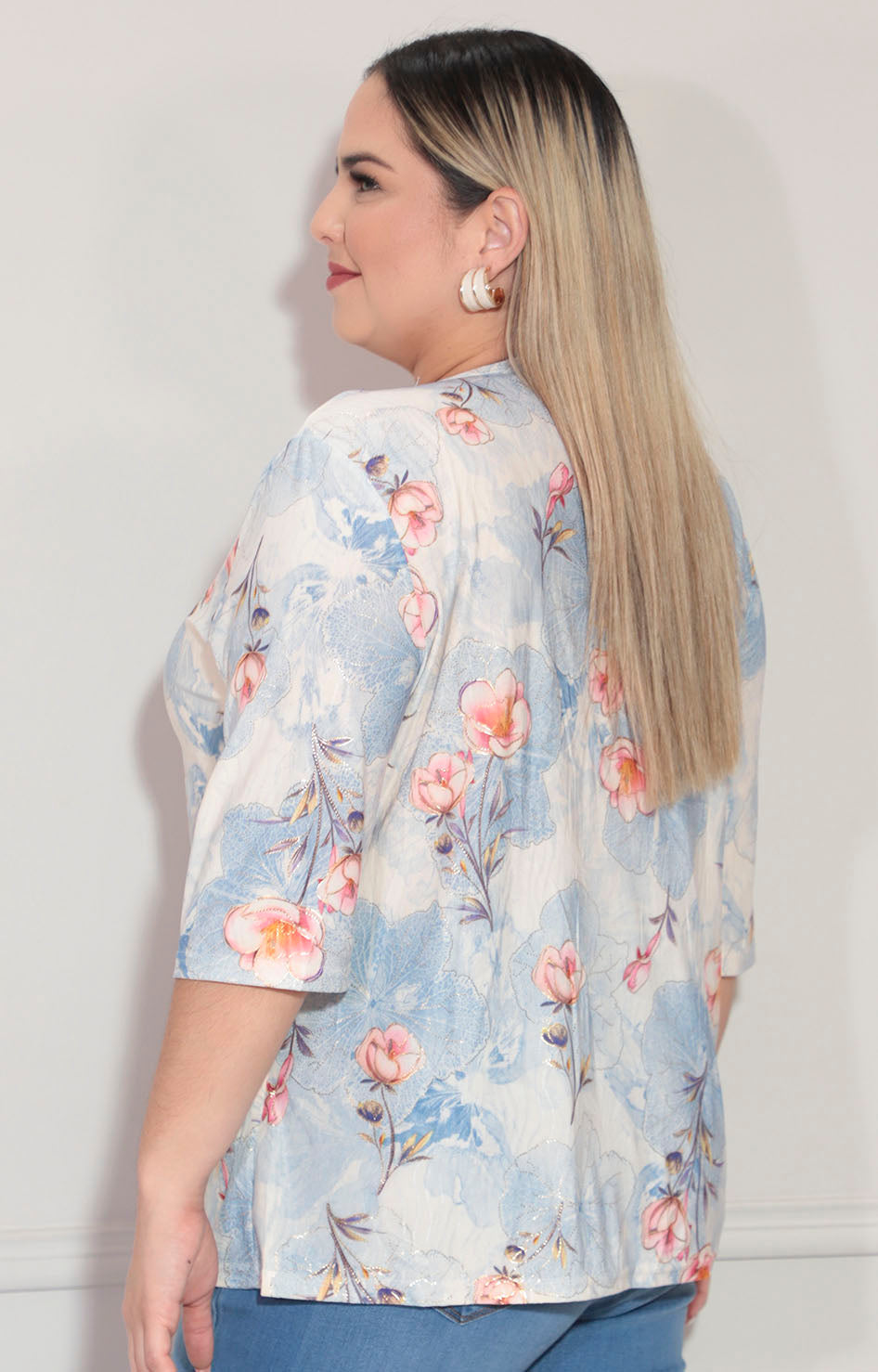 Blusa azul con flores - BLUSA XL Boutiquemirel 