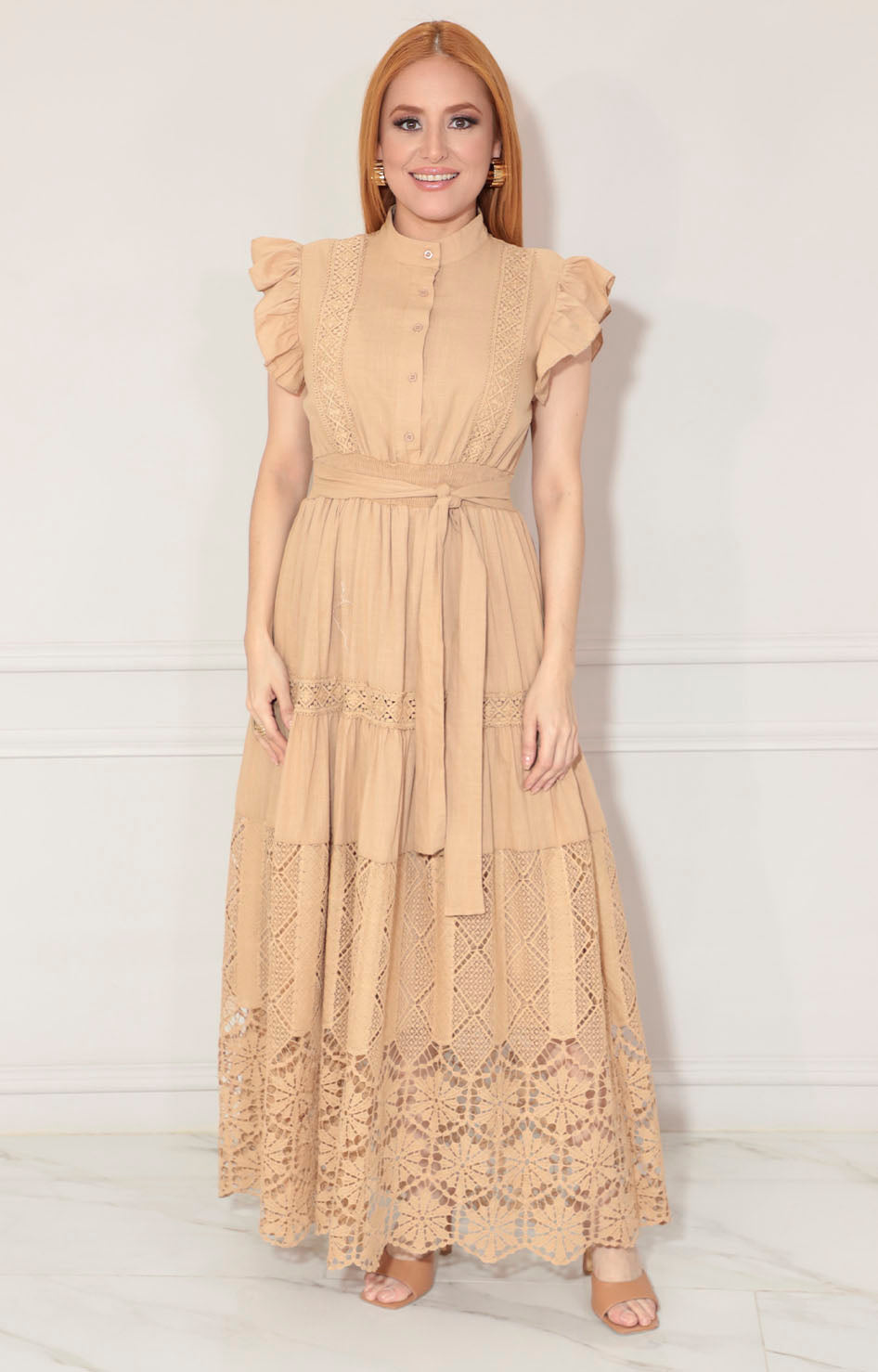 Vestido beige con lazo - VESTIDO Boutiquemirel 