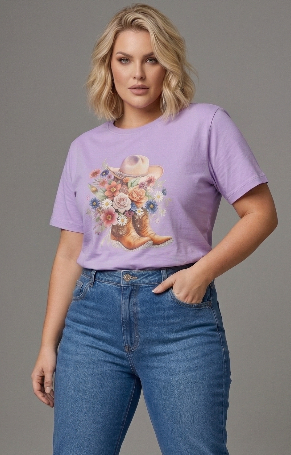 Blusa lila estampada - BLUSAS CURVY Boutiquemirel 