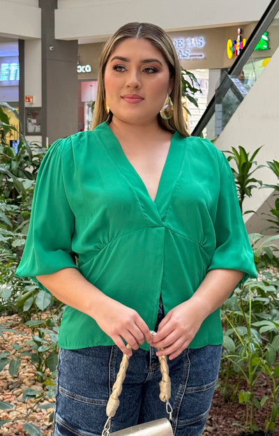 Blusa verde con peplum - Boutiquemirel