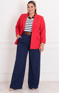 Pantalón recto azul marino de la marca Boutiquemirel, pantalón curvy con ajuste cómodo y estilo clásico para mujer.
