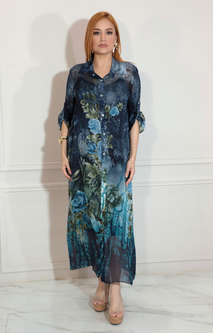 Vestido lino azul - VESTIDO Boutiquemirel 