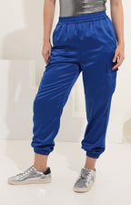 Pantalón azul cargo satinado - Boutiquemirel