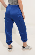 Pantalón azul cargo satinado - Boutiquemirel