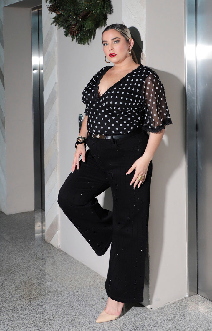 Pantalón negro con brillos