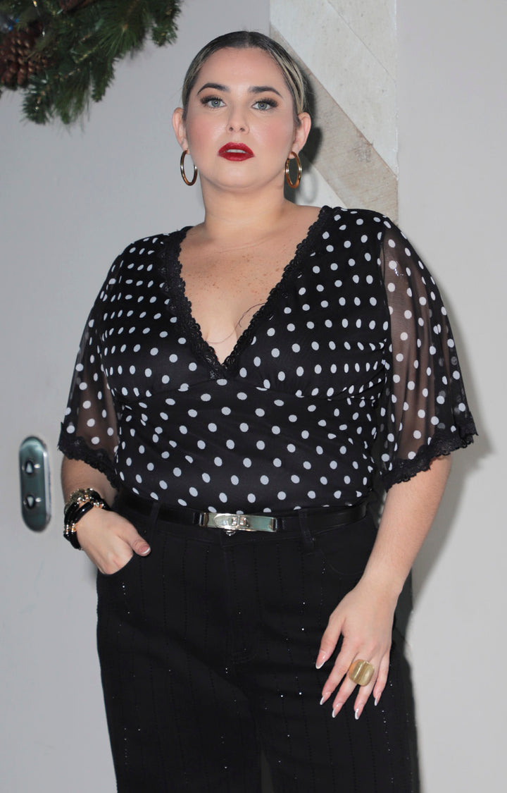 Blusa polka-dots negra