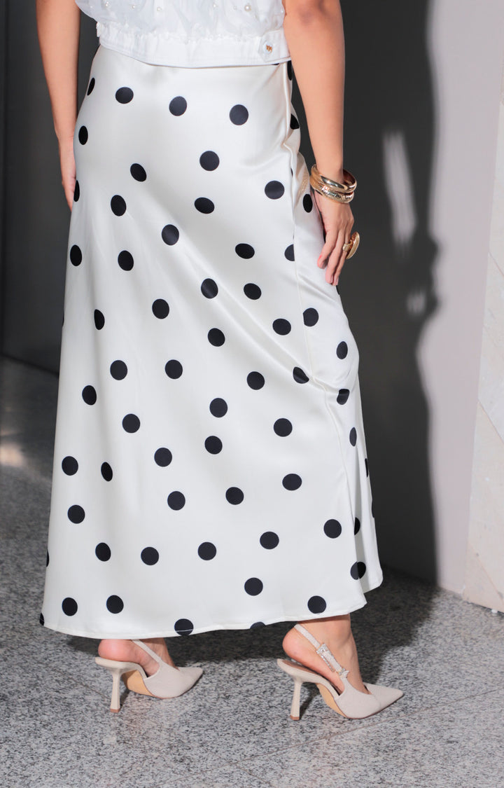 Falda beige estampada