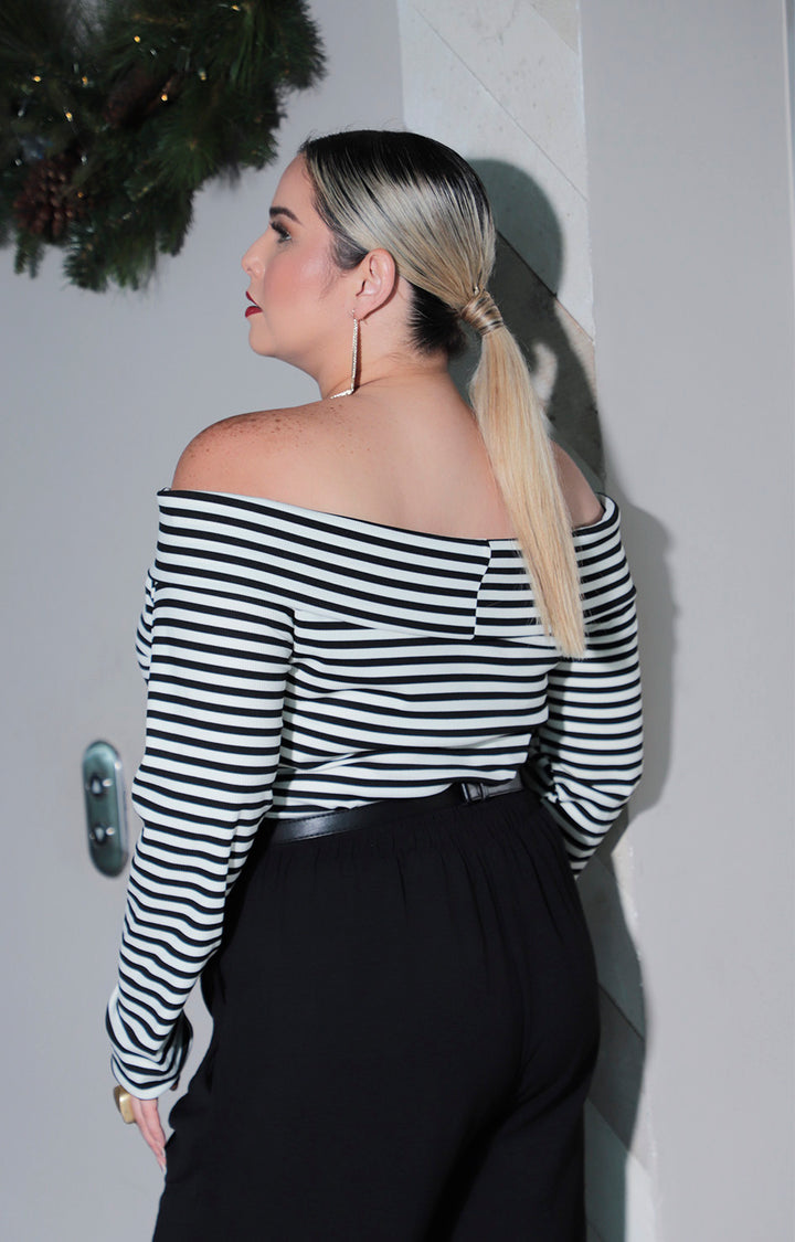 Blusa rayada blanco con negro