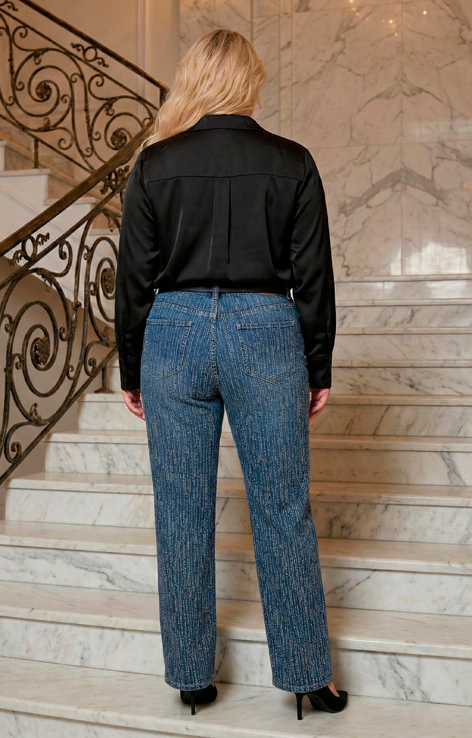 Pantalón de mezclilla con brillos