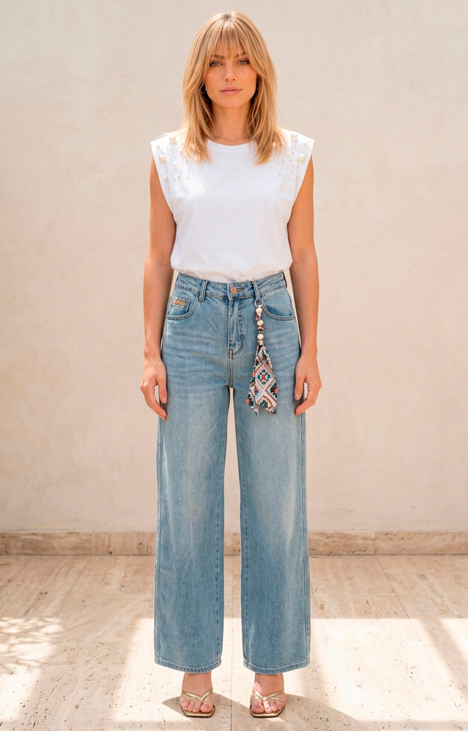 Pantalón de mezclilla con accesorio - PANTALON MEZCLILLA REGULAR Boutiquemirel 