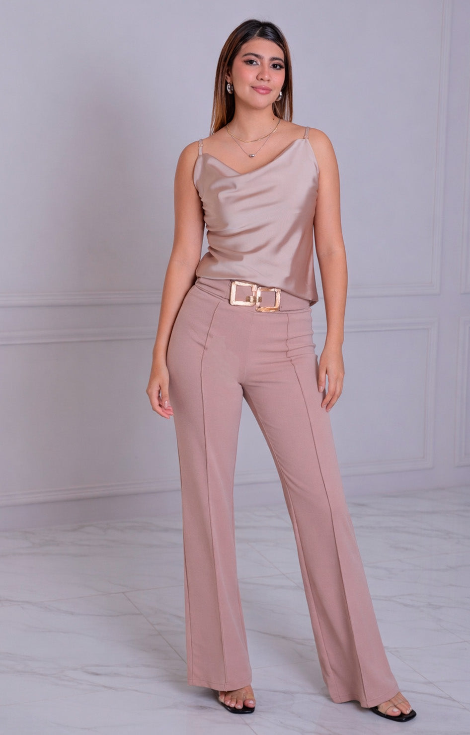 Pantalón recto con cinturón - PANTALON REGULAR Boutiquemirel 