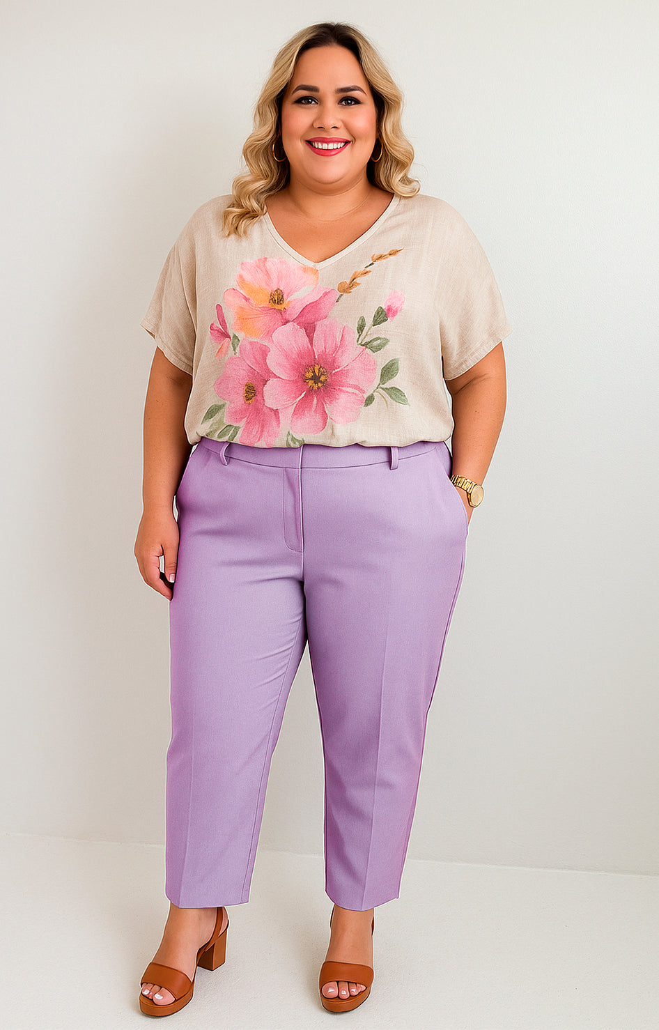Pantalon lila liso - PANTALON Boutiquemirel 