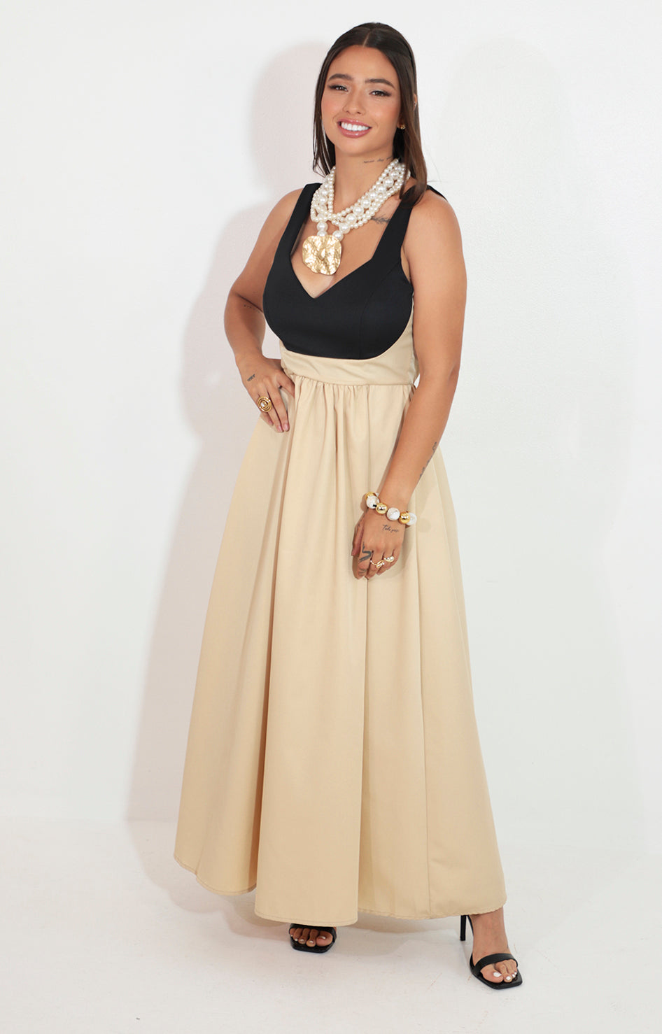 Vestido beige de tirantes - VESTIDO Boutiquemirel 
