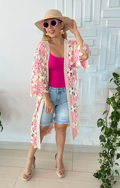 Kimono rosa con beige - Boutiquemirel