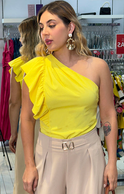 Blusa amarilla con olán - BLUSA Boutiquemirel 