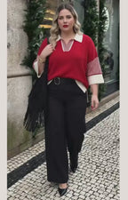 Suéter rojo con cuello