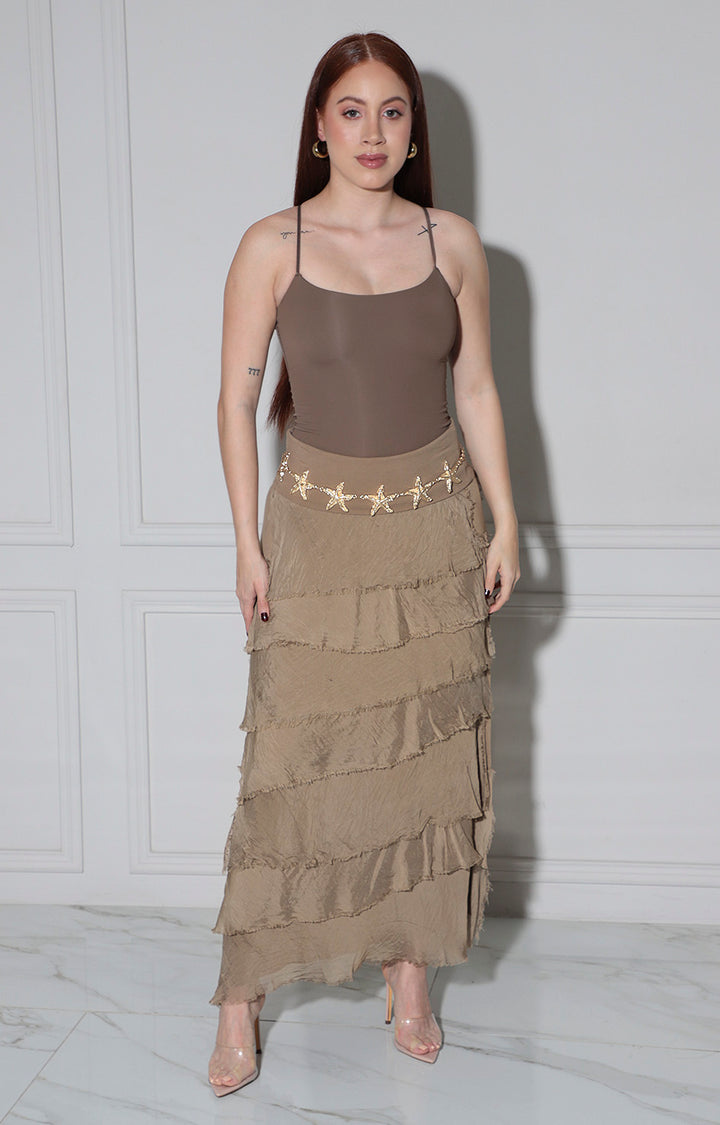 Falda café con volantes - FALDA Boutiquemirel 