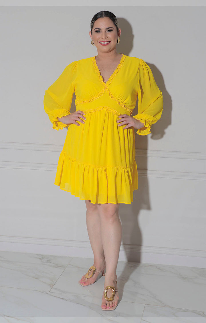 Vestido amarillo corto - VESTIDO CORTO CURVY Boutiquemirel 