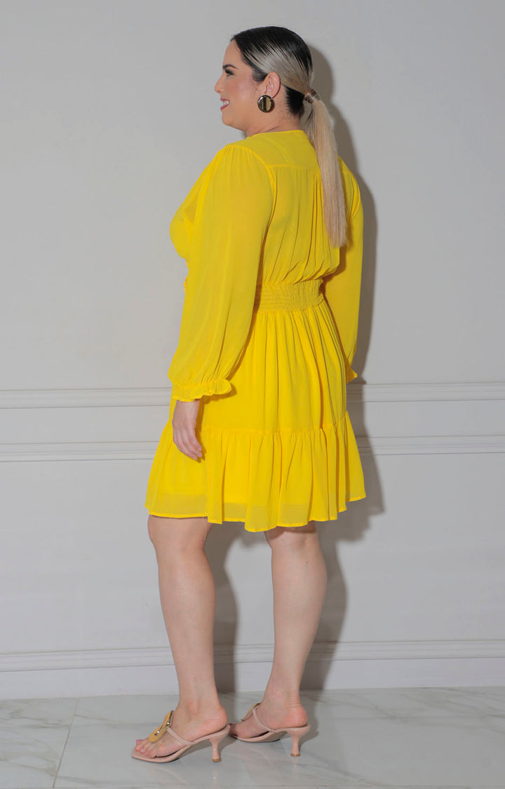 Vestido amarillo corto - VESTIDO CORTO CURVY Boutiquemirel 