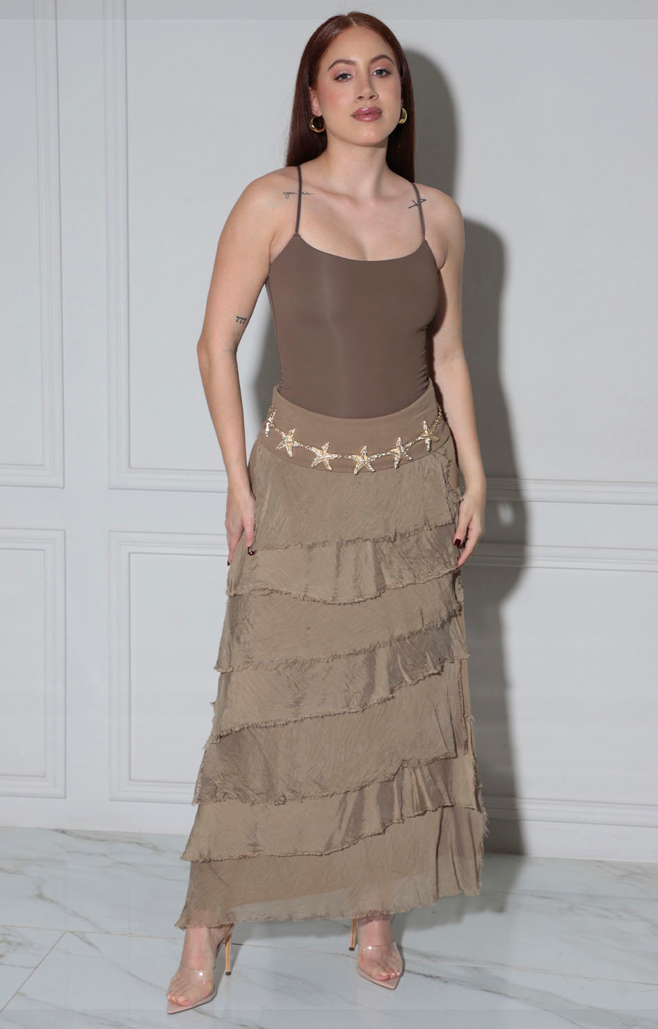 Falda café con volantes - FALDA Boutiquemirel 