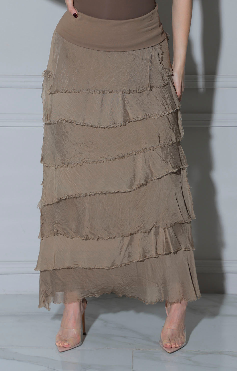 Falda café con volantes - FALDA Boutiquemirel 