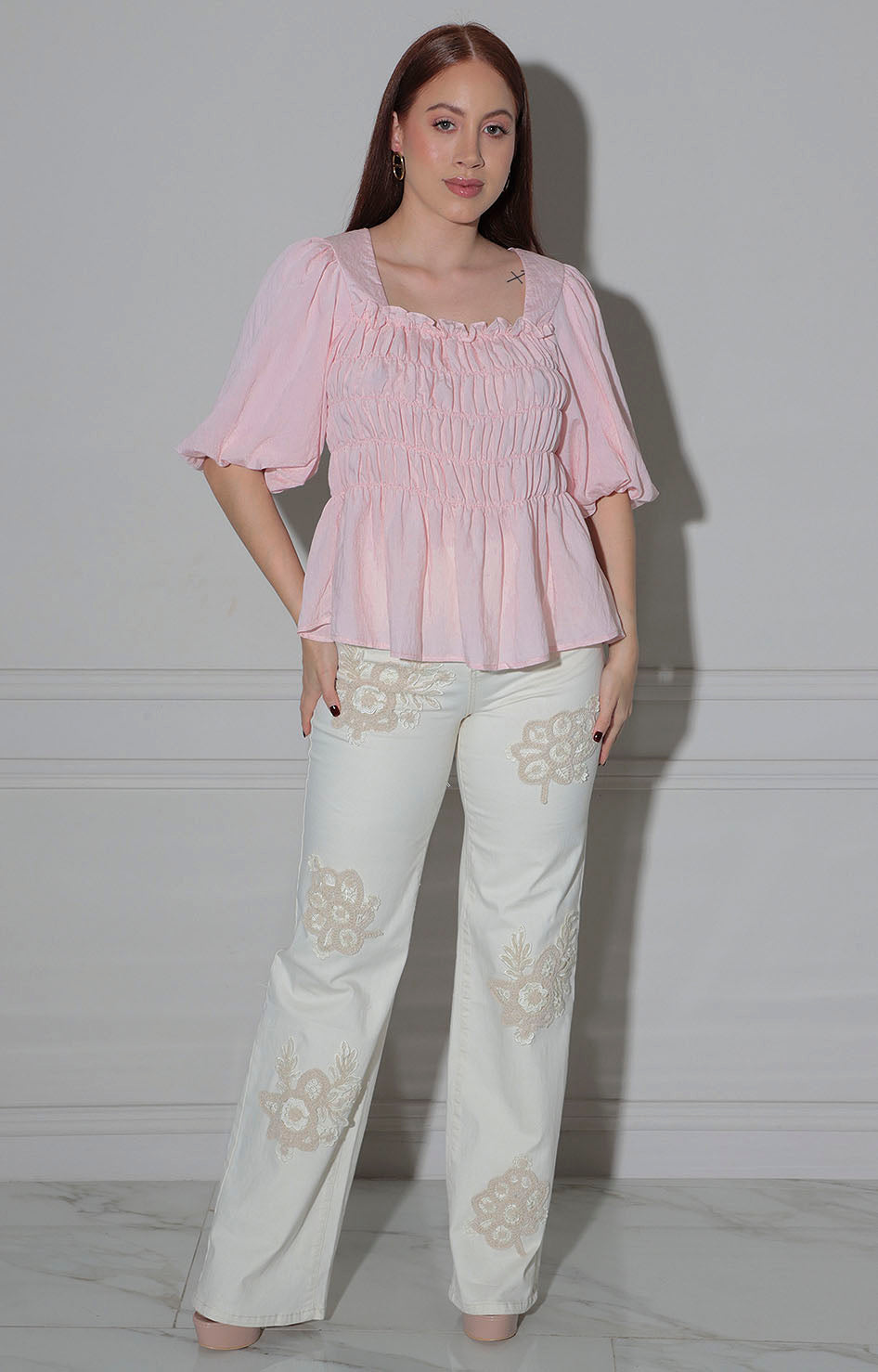 Blusa rosa con fruncido - BLUSAS REGULAR Boutiquemirel 