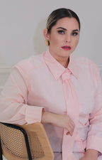 Blusa rosa con corbata - BLUSAS CURVY Boutiquemirel 