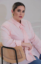 Blusa rosa con corbata - BLUSAS CURVY Boutiquemirel 