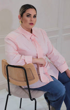Blusa rosa con corbata - BLUSAS CURVY Boutiquemirel 