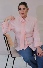 Blusa rosa con corbata - BLUSAS CURVY Boutiquemirel 