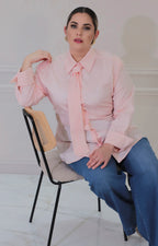 Blusa rosa con corbata - BLUSAS CURVY Boutiquemirel 