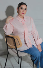 Blusa rosa con corbata - BLUSAS CURVY Boutiquemirel 