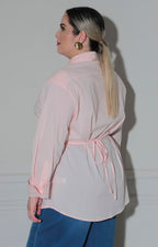 Blusa rosa con corbata - BLUSAS CURVY Boutiquemirel 