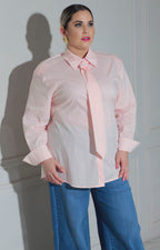 Blusa rosa con corbata - BLUSAS CURVY Boutiquemirel 