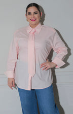 Blusa rosa con corbata - BLUSAS CURVY Boutiquemirel 