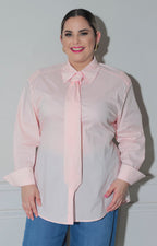 Blusa rosa con corbata - BLUSAS CURVY Boutiquemirel 