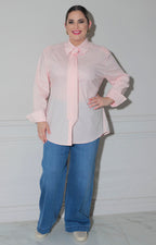 Blusa rosa con corbata - BLUSAS CURVY Boutiquemirel 
