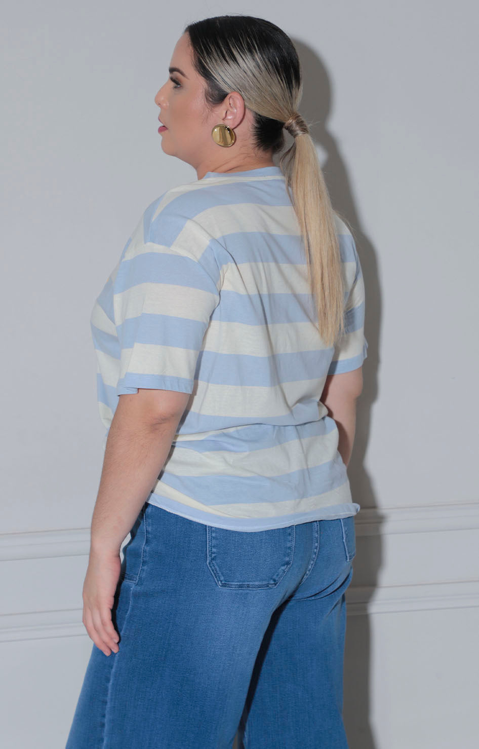 Blusa de rayas azul - BLUSAS CURVY Boutiquemirel 