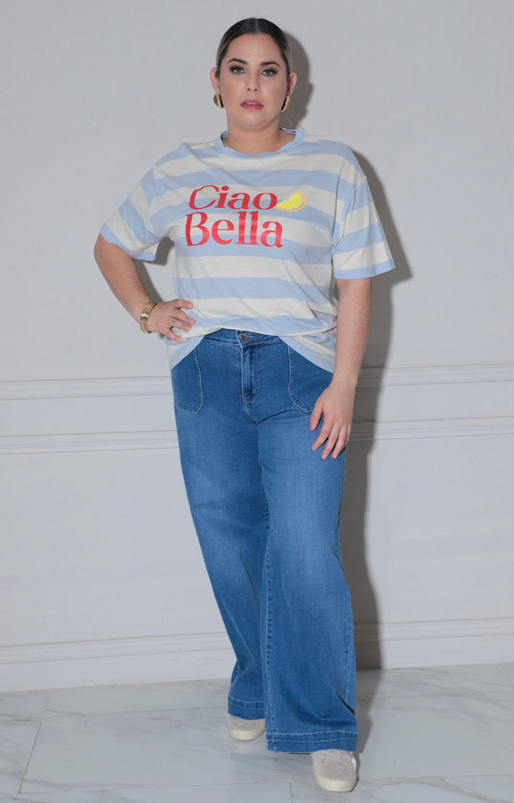 Blusa de rayas azul - BLUSAS CURVY Boutiquemirel 