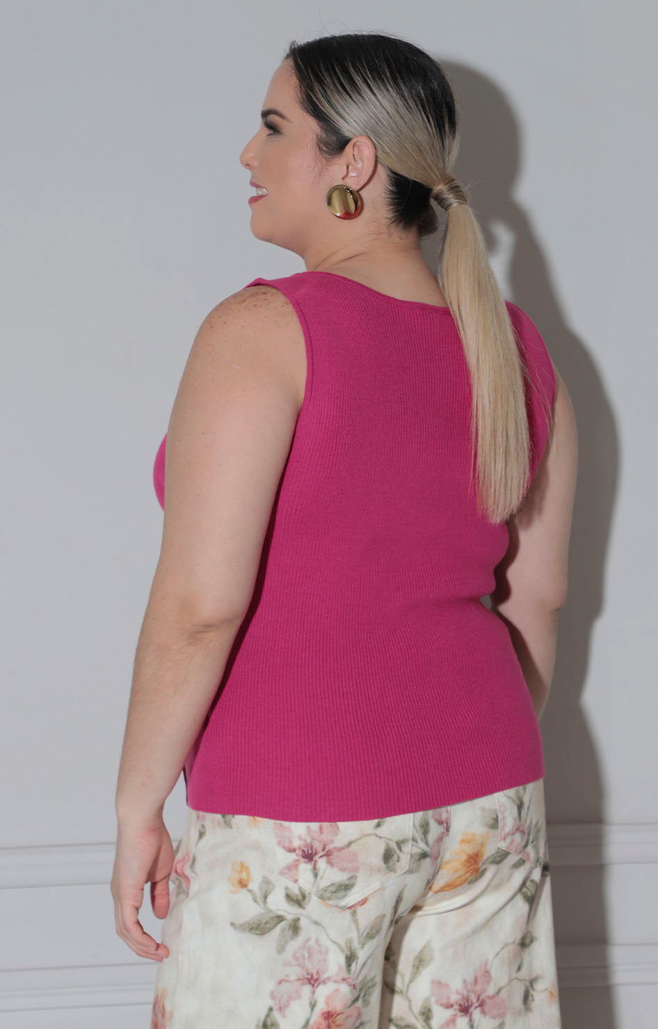 Blusa fucsia sizada - BLUSAS CURVY Boutiquemirel 