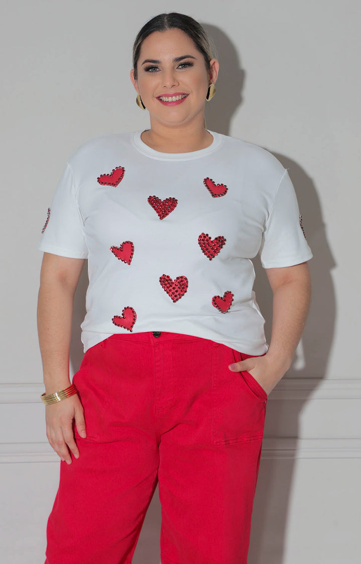 Blusa blanca de corazón - BLUSAS CURVY Boutiquemirel 