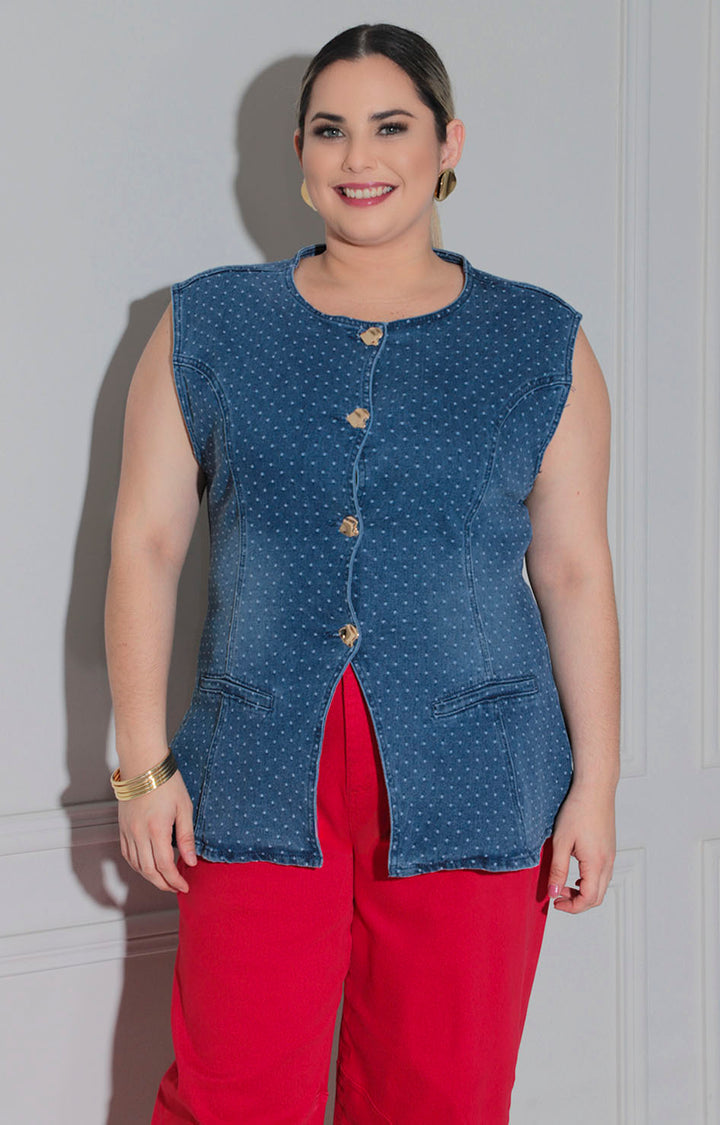 Blusa de mezclilla con botones - BLUSAS CURVY Boutiquemirel 